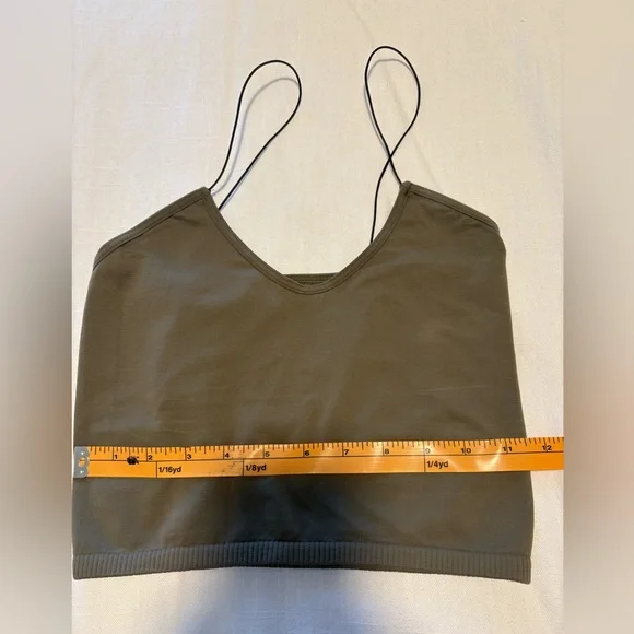 Free People, Intimately Olive Green Women's Spaghetti Strap Crop Top - Picture 6 of 6